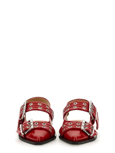 Shop Ganni Ballerina With Buckle In Red