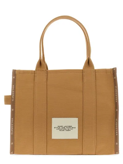 Shop Marc Jacobs "the Tote" Jacquard Large Bag In Beige