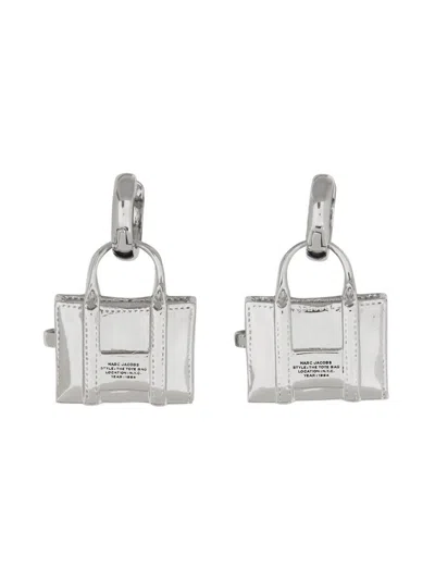 Shop Marc Jacobs Mini Icon Earrings "the Tote Bag" In Silver