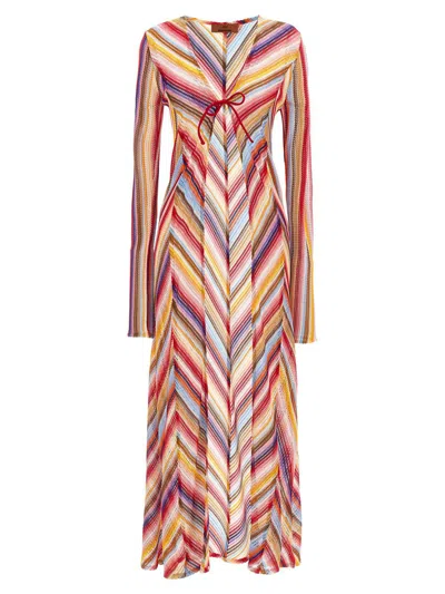 Shop Missoni Long Knit Cover-up In Multicolor