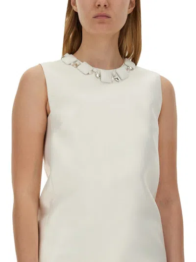 Shop Versace Mini Duchesse Dress With Crystals In White