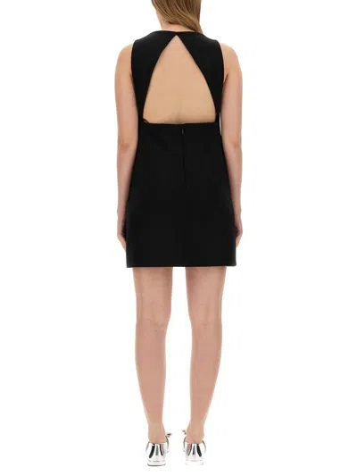 Shop Versace Wool Blend Straight Mini Dress With Cut-out In Black