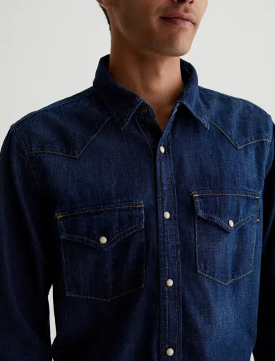 Shop Ag Jeans Aiden Western Shirt In Blue