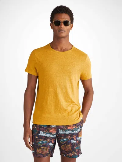 Shop Derek Rose Men's T-shirt Jordan Linen Mustard