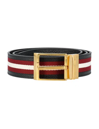Shop Bally Shiffie 35 Belt In Black+red/bone+oro