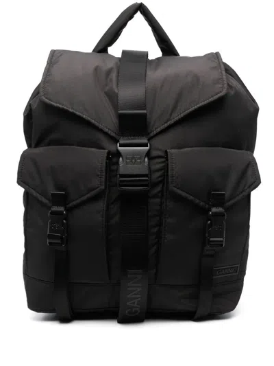 Shop Ganni Backpacks In Black