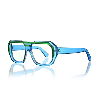 Shop Kirk&kirk Thor Eyeglasses In T3 Light Blue/green
