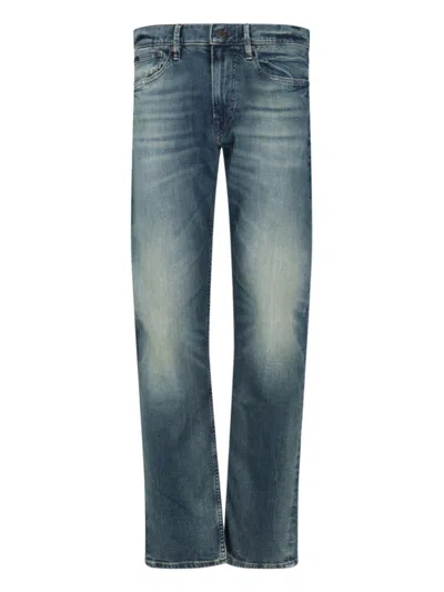 Polo Ralph Lauren Straight Trousers With Belt Loops And Faded Effect In Blue