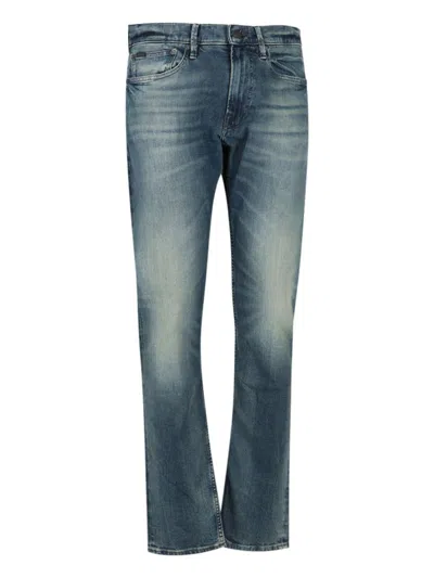Polo Ralph Lauren Straight Trousers With Belt Loops And Faded Effect In Blue