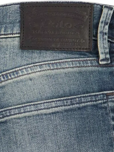 Polo Ralph Lauren Straight Trousers With Belt Loops And Faded Effect In Blue
