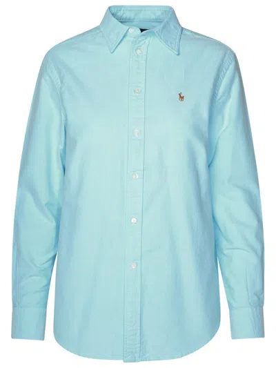 Shop Polo Ralph Lauren Light Blue Cotton Shirt