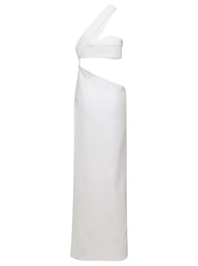 Shop Monot White One Shoulder Asymmetrical Dress With Side Cutout In Polyester Woman