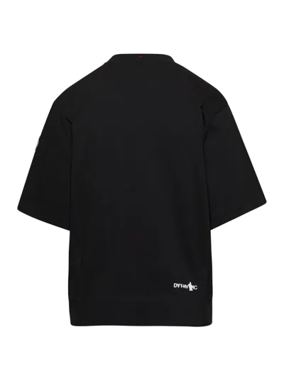 Shop Moncler Black Crewneck T-shirt With Logo In Cotton Woman