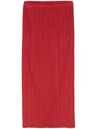 Shop Issey Miyake Pleats Please  New Colorful Basics 3 Long Skirt Clothing In Red
