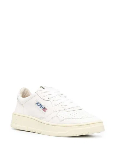 Shop Autry White Leather Sneakers With Logo  Woman