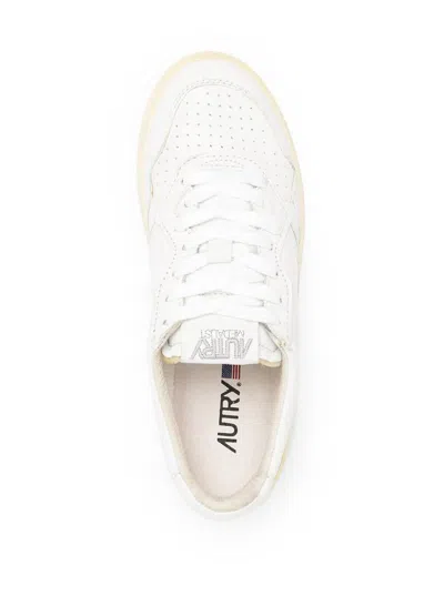 Shop Autry White Leather Sneakers With Logo  Woman