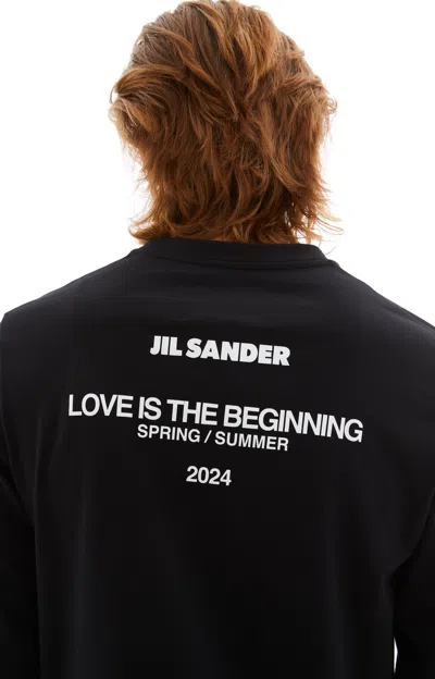 Shop Jil Sander Long Sleeved T-shirt W/print In 001 Black