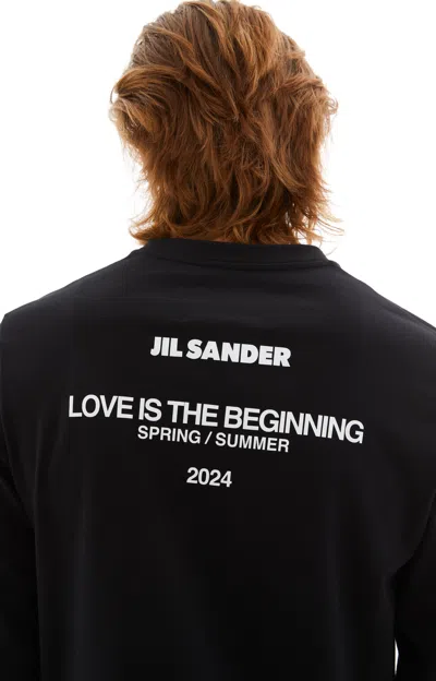 Jil Sander Long Sleeved T-shirt W/print In 001 Black