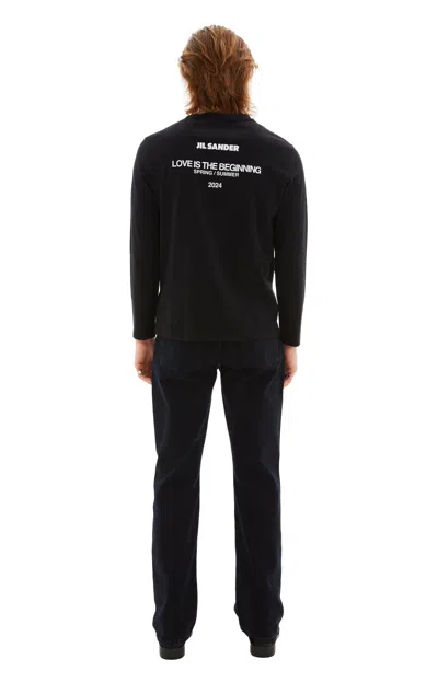 Jil Sander Long Sleeved T-shirt W/print In 001 Black