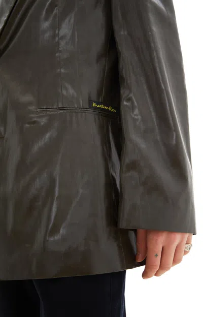 Shop Martine Rose Empty Single Breasted Jacket In Wet Look Khaki