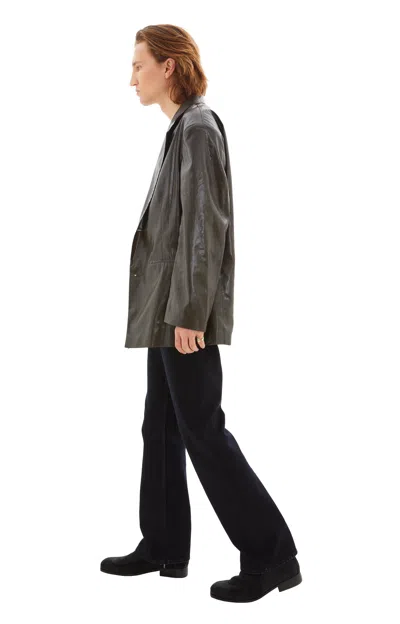 Martine Rose Khaki Single-breasted Blazer In Wet Look Khaki