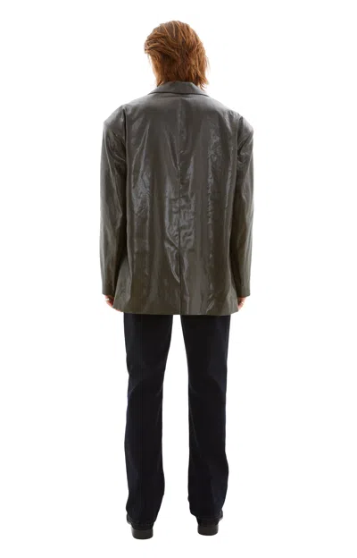 Martine Rose Khaki Single-breasted Blazer In Wet Look Khaki