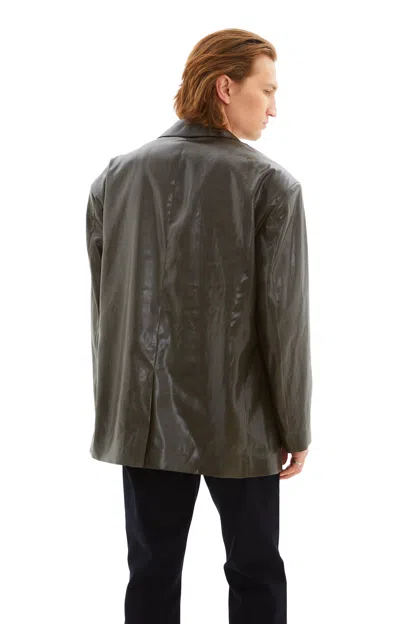 Shop Martine Rose Empty Single Breasted Jacket In Wet Look Khaki