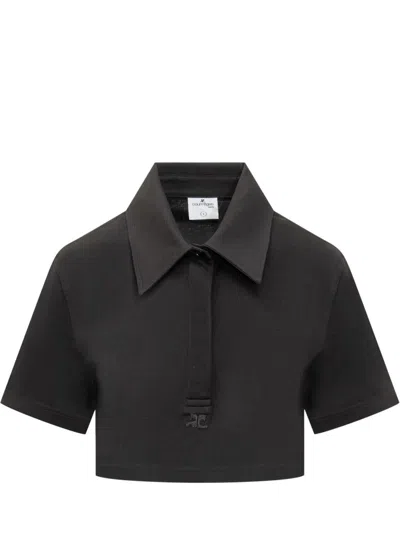 Shop Courrèges Courreges Short Polo In Black