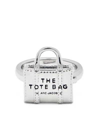 Shop Marc Jacobs The Mini Icon Tote Bag Sculpted Ring In Light Antique Silver