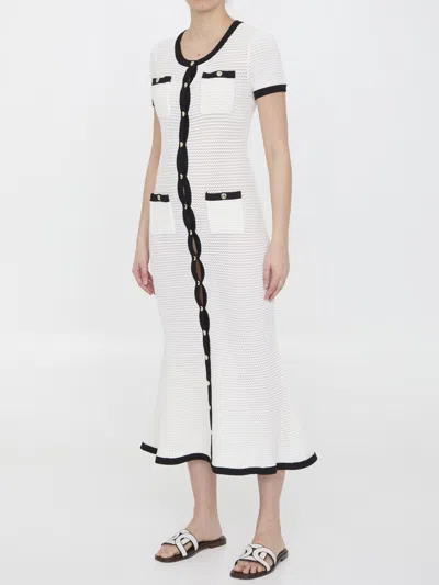 Shop Self-portrait Crochet Midi Dress In White