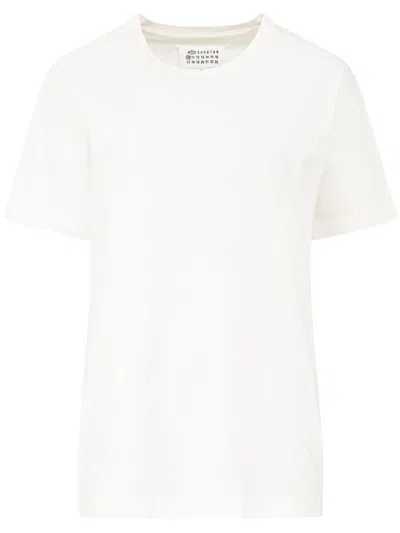 Shop Maison Margiela Reverse Cotton T-shirt With Backward Logo Embroidery In White