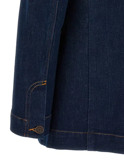 Shop Mo5ch1no Jeans Single-breasted Denim Blazer In Blue