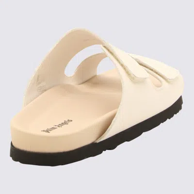 Shop Palm Angels Cream Leather Logo Sandals In Beige