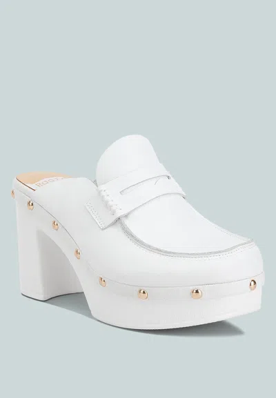 Shop Rag & Co Lyrac Recycled Leather Platform Clogs In White