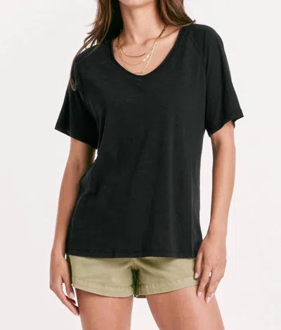 Shop Another Love Taylor Relaxed V-neck Slubbed Basic Tee In Black