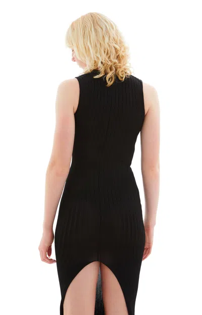 Marni Embroidered Ribbed-knit Midi Dress In 00n99 Black