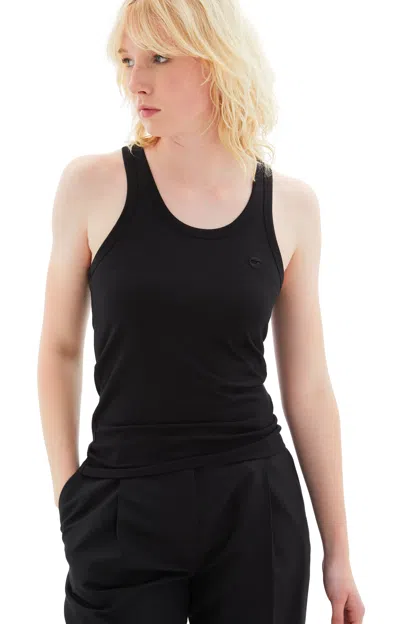 Coperni Ribbed Stretch Viscose Tank Top In Black