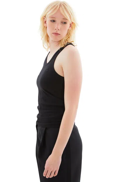 Coperni Ribbed Stretch Viscose Tank Top In Black