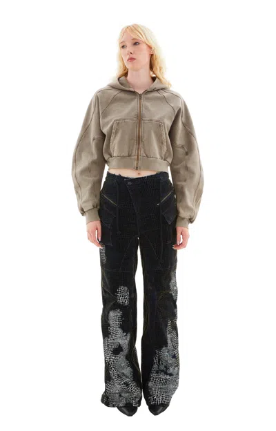 Shop Ottolinger Oversized Cargo Jeans In Velvet Print