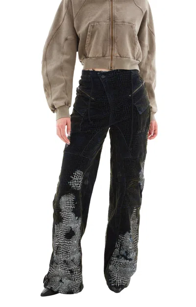 Ottolinger Oversized Cargo Jeans In Velvet Print