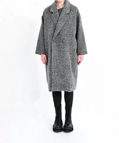 Shop Molly Bracken Loose Overcoat In Ash Black In Grey