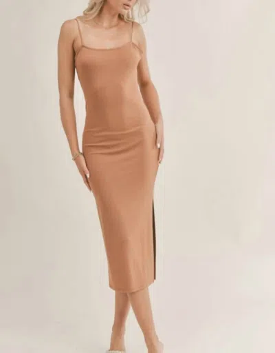 Shop Sage The Label Spice Midi Stretch Dress In Camel In Brown