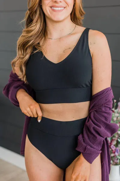 Mack & Mal Kissed By The Sun Bikini Swim Top In Black In Black
