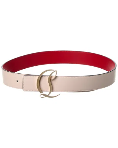 Shop Christian Louboutin Cl Logo Leather Belt In White