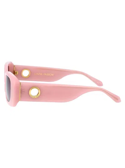 Linda Farrow Rectangular Frame Sunglasses In Lilac/lightgold/purple