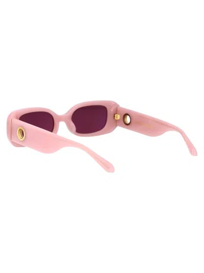 Linda Farrow Rectangular Frame Sunglasses In Lilac/lightgold/purple