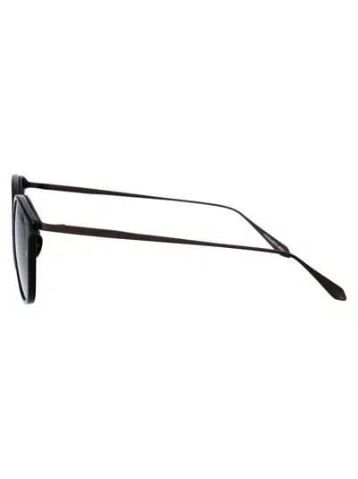 Shop Linda Farrow Sunglasses In Black/mattnickel/solidgrey