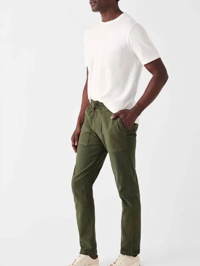 Shop Faherty Traveler Pant In Deep Olive In Green