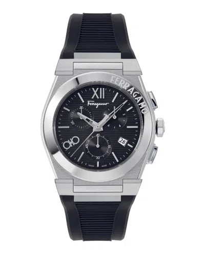 Shop Ferragamo Vega Chrono Silicone Watch In Silver
