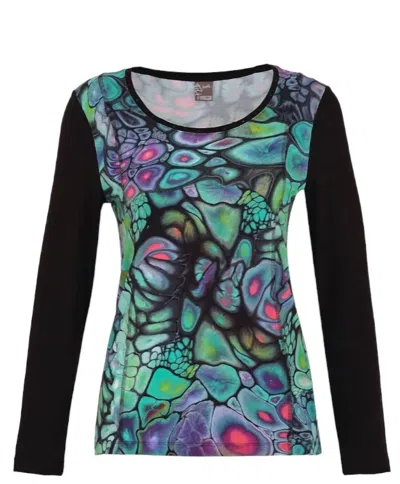 Shop Dolcezza Simply Art Lily Pad Knit Top In Multi Color